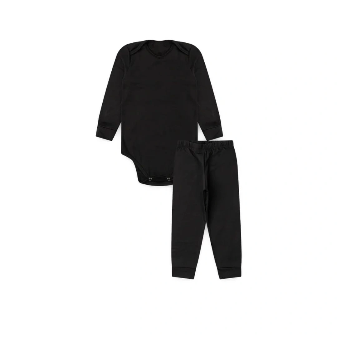 Body e Calça Térmico Bebê Preto